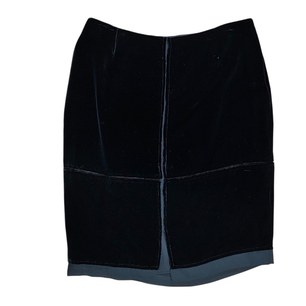 INC International Concepts Women 8 Skirt Black Velvet Silk Blend Mini Pencil